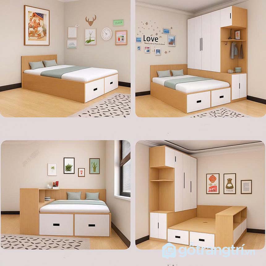 Giường tầng đôi không tầng trên thông minh GHS-9365