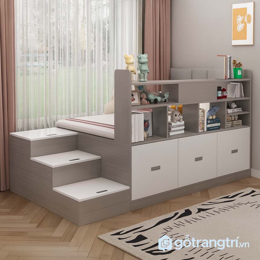 Giường có cầu thang và tủ chứa đồ GHS-9374