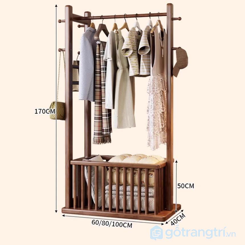 Kệ treo quần áo gỗ đa năng