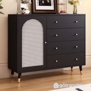 1 tủ gỗ cánh nan mây