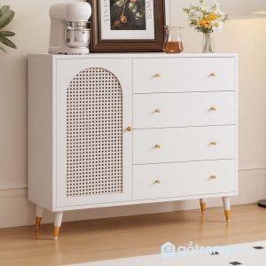 2 tủ gỗ cánh nan mây