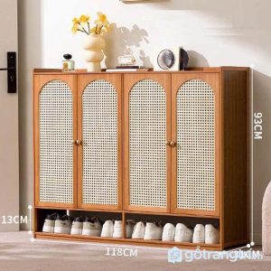 3 tủ giày gỗ mây đan