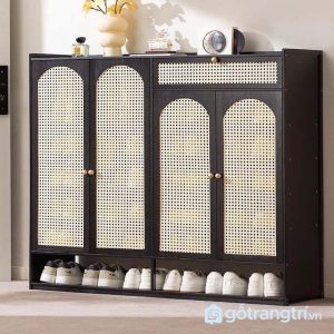 4 tủ giày gỗ mây đan
