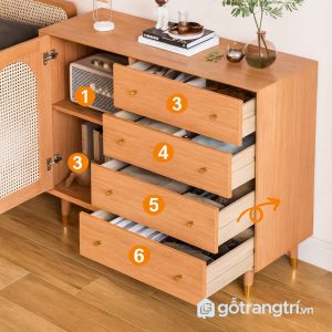 4 tủ gỗ cánh nan mây