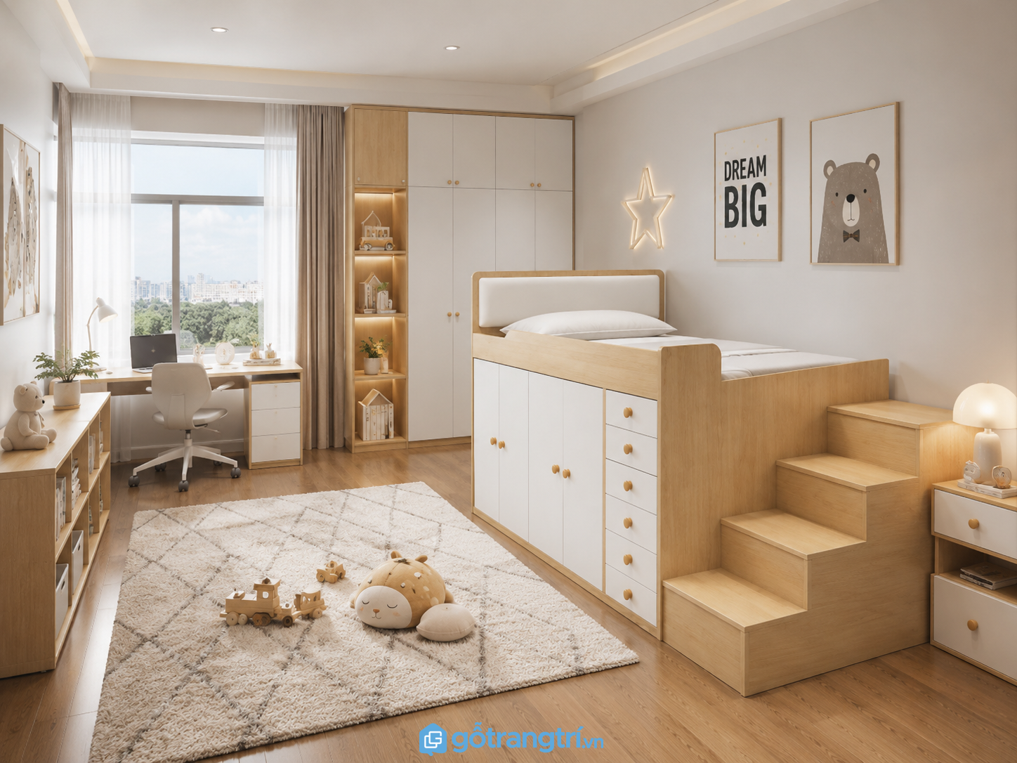 Giường kết hợp tủ quần áo tiện nghi GHS-9383