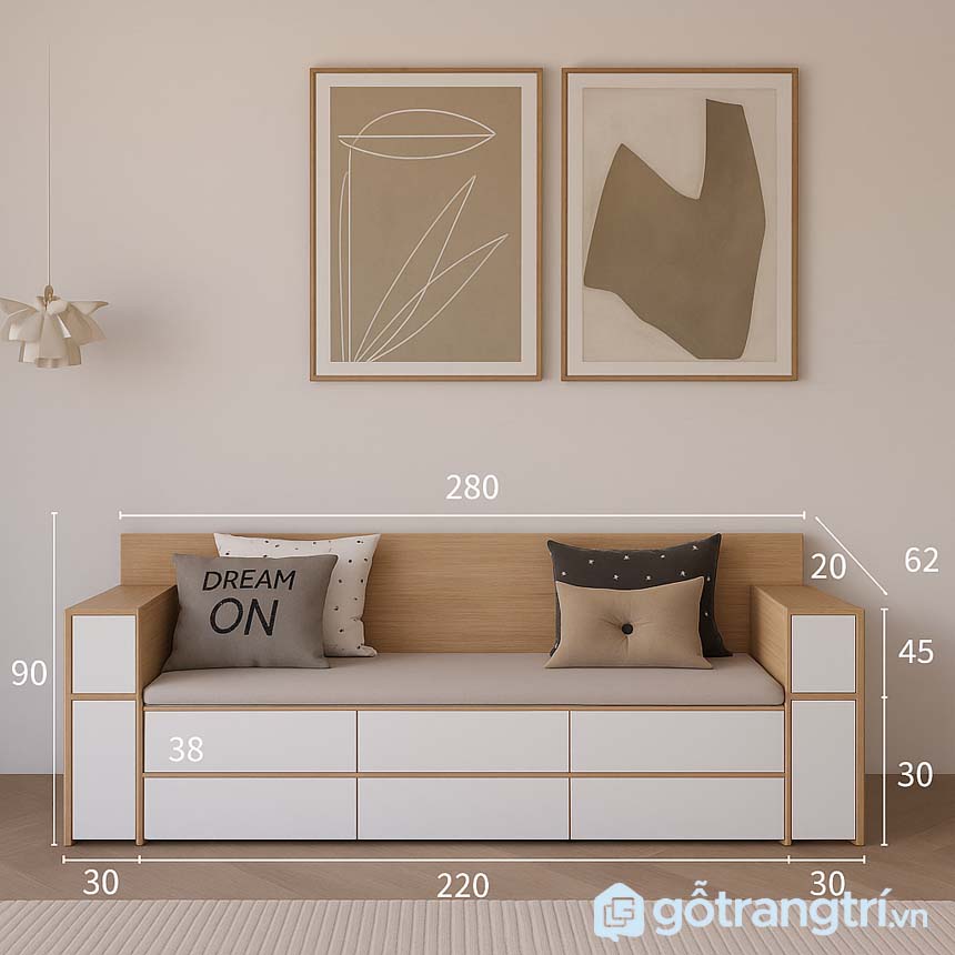 Ghế sofa bệt có ngăn kéo GHS-8399