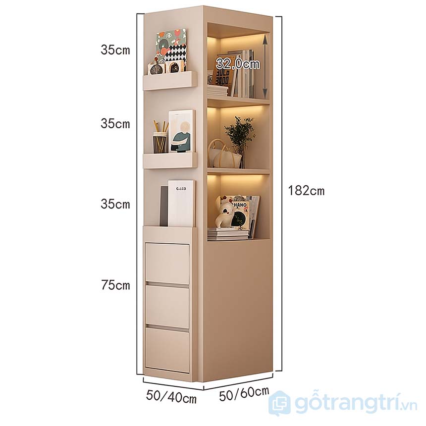 Kệ sách đứng có ngăn kéo GHS-26671
