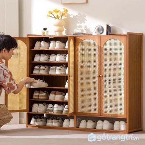 5 tủ giày gỗ mây đan