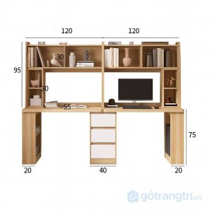 6 bàn học đôi liền giá sách