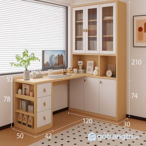 6 bàn làm việc kết hợp tủ sách