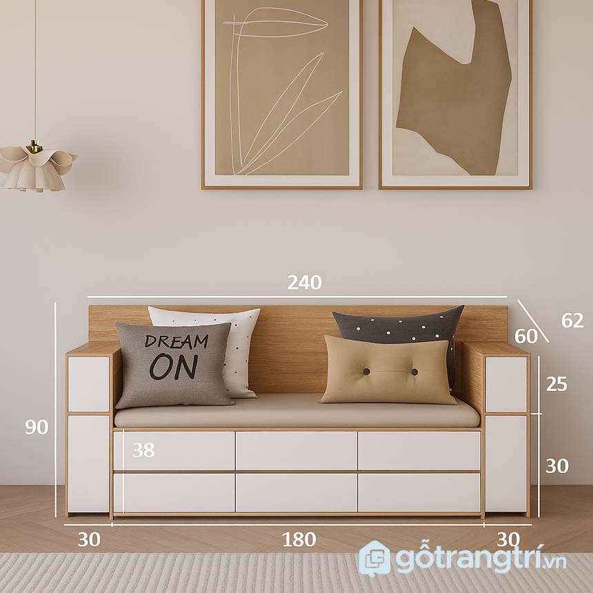 Ghế sofa bệt có ngăn kéo GHS-8399