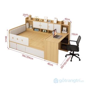 6 giường kết hợp bàn học và tủ sách