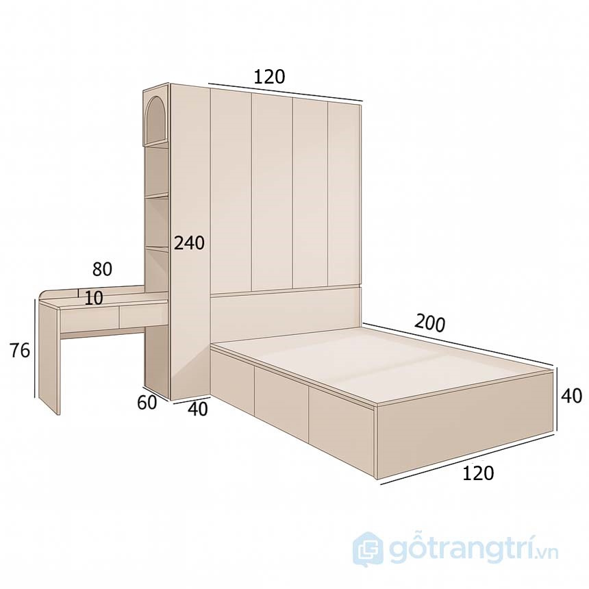 Giường ngủ liền tủ quần áo
