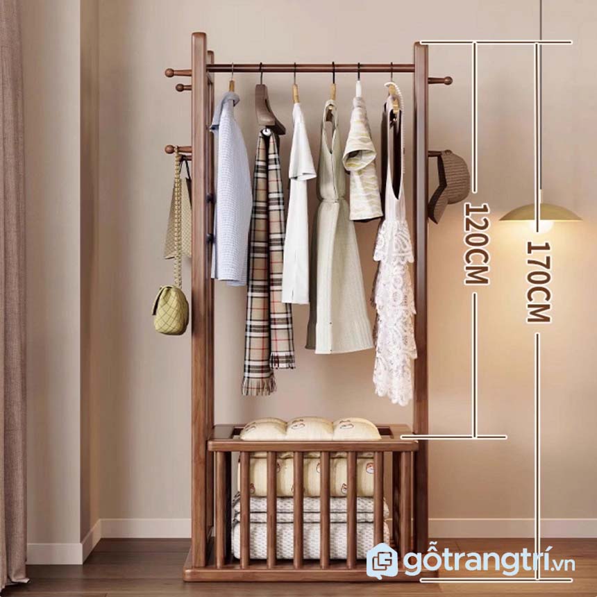 Kệ treo quần áo gỗ đa năng