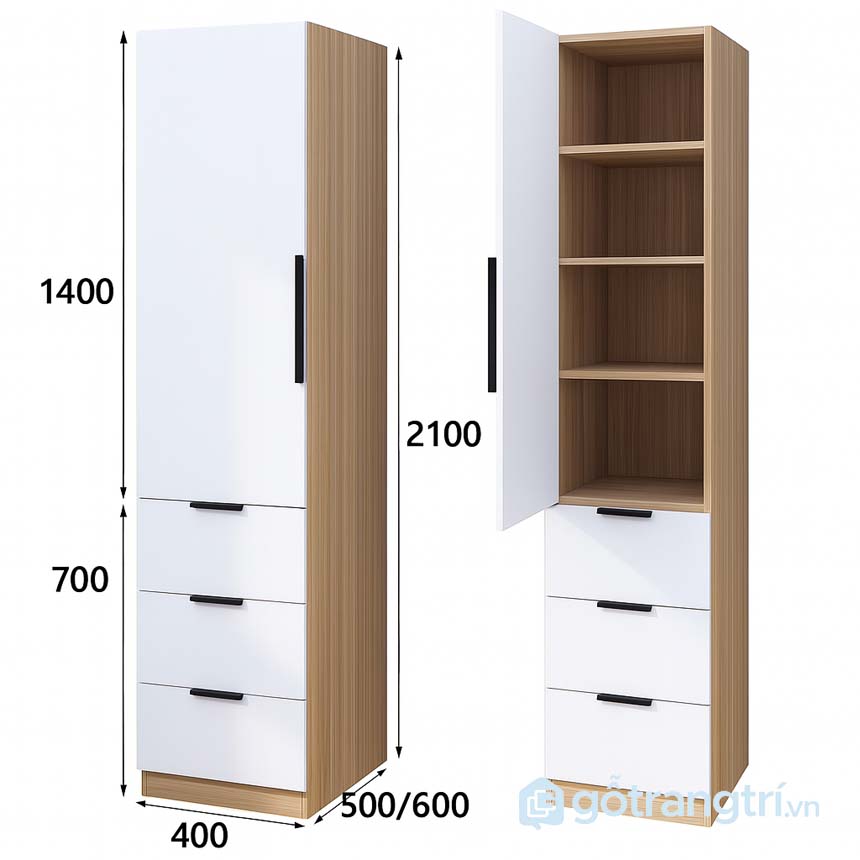 Tủ quần áo góc chữ L