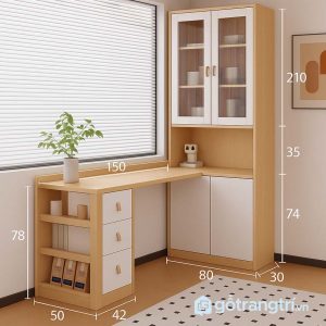 7 bàn làm việc kết hợp tủ sách