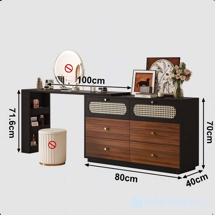 Bàn trang điểm kết hợp tủ ngăn kéo GHS-42013