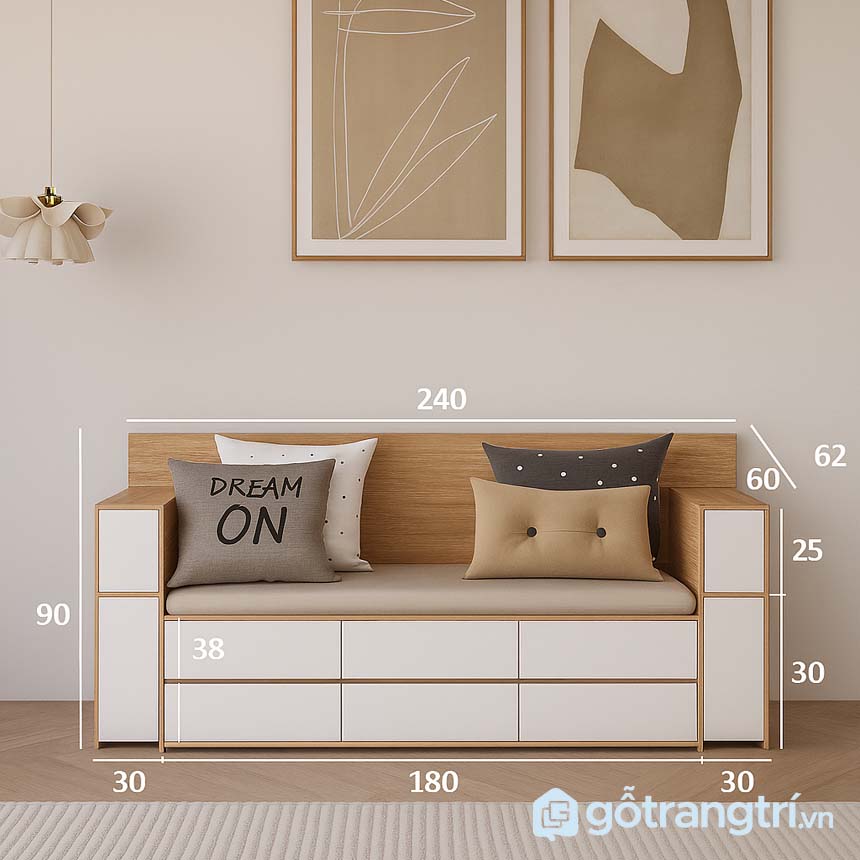 Ghế sofa bệt có ngăn kéo GHS-8399