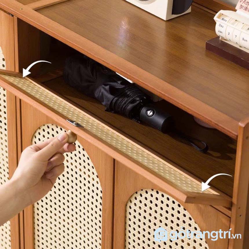Tủ giày gỗ mây đan phong cách hiện đại, sang trọng GHS-52611