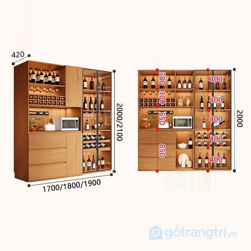 Tủ rượu gỗ hiện đại, sang trọng GHS-5276
