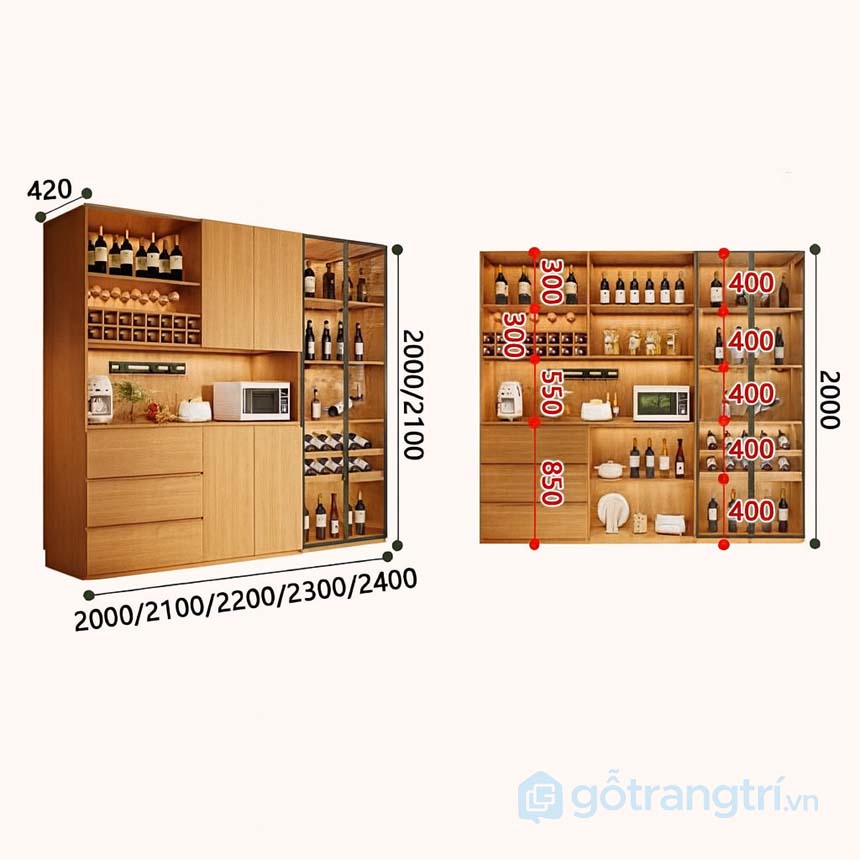 Tủ rượu gỗ hiện đại, sang trọng GHS-5276