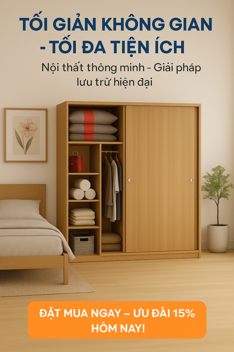 Tủ quần áo gỗ cánh lùa GHS-51087 hiện đại sang trọng