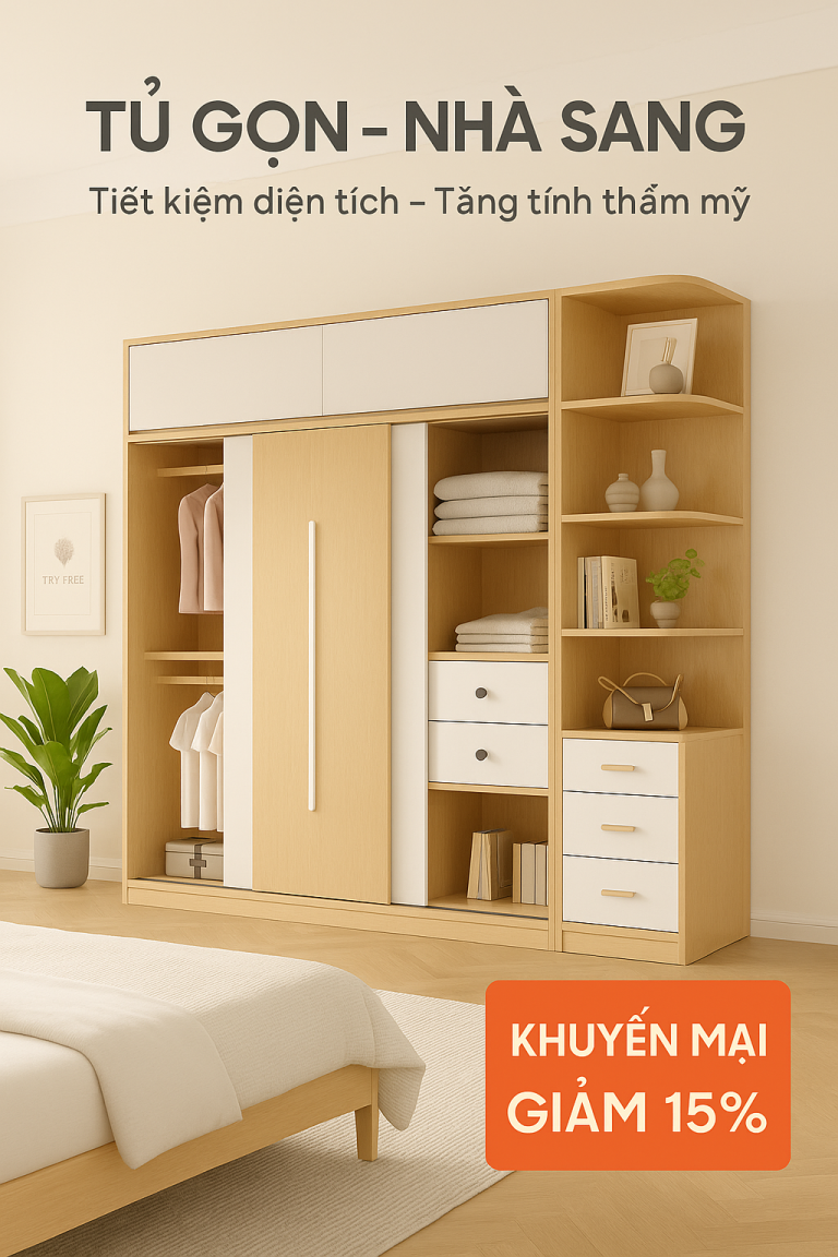 Tủ quần áo GHS-52021 kệ đa năng phù hợp với mọi phòng ngủ