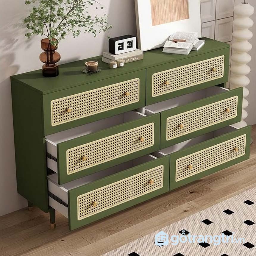 Tủ ngăn kéo 6 hộc đan mây sang trọng và tiện ích GHS-5340