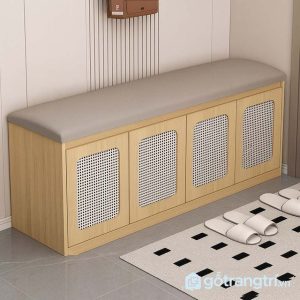 1 ghế băng đựng giày gỗ màu óc chó