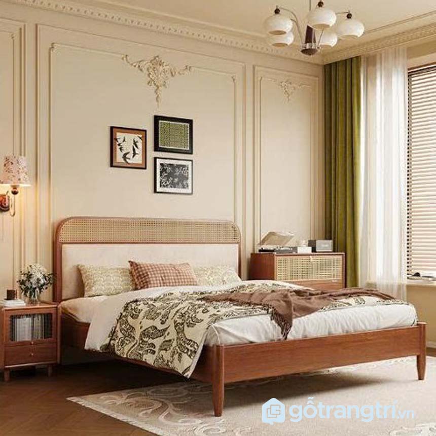 Giường gỗ hiện đại chân cao