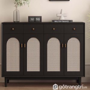 1 tủ giày gỗ cánh nan mây
