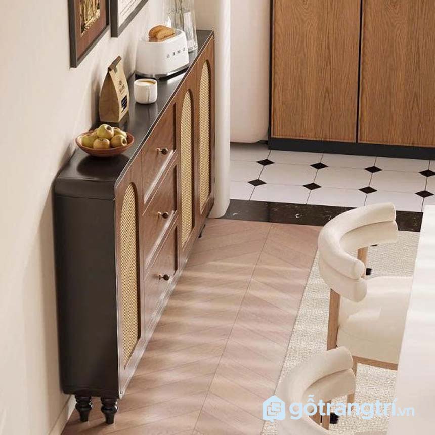 Tủ lưu trữ phòng khách gỗ màu óc chó GHS-5300
