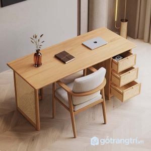 2 Bàn làm việc gỗ mây đẹp hiện đại