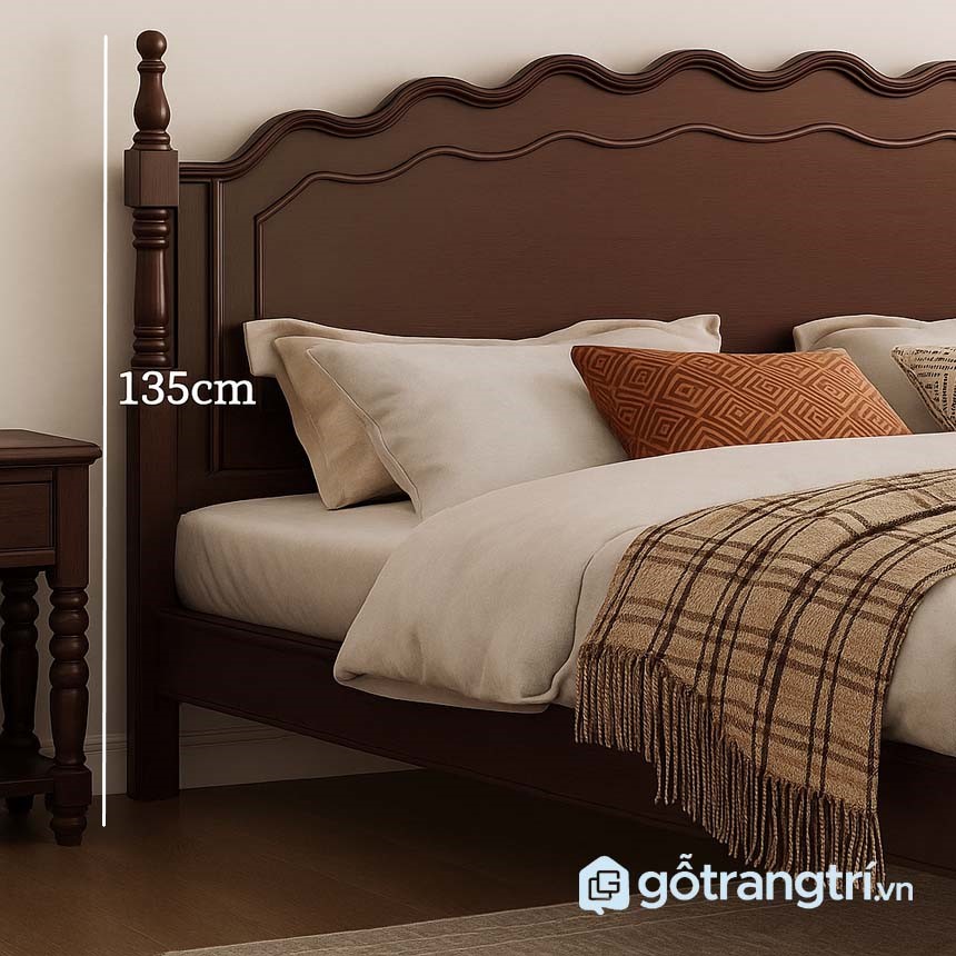 Giường ngủ gỗ tự nhiên tân cổ điển GHS-9386