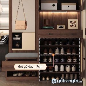 2 tủ giày gỗ mây đan hiện đại