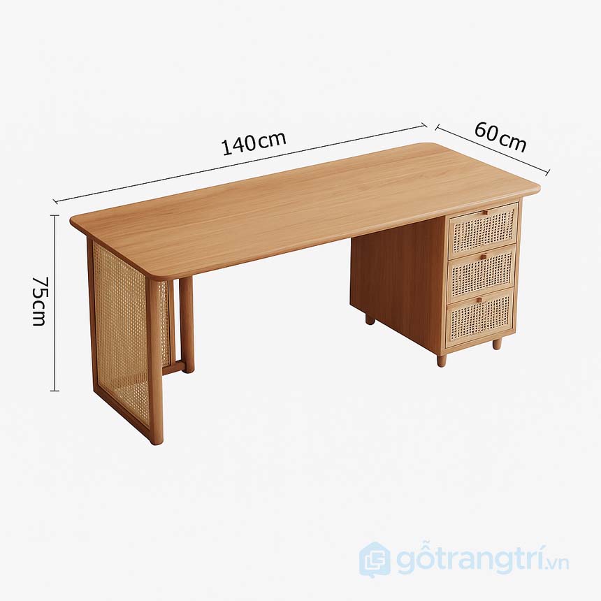 Bàn làm việc gỗ mây đẹp hiện đại