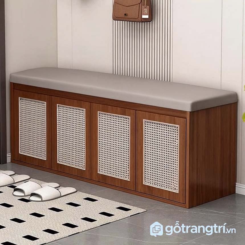 Ghế băng đựng giày gỗ màu óc chó GHS-5297