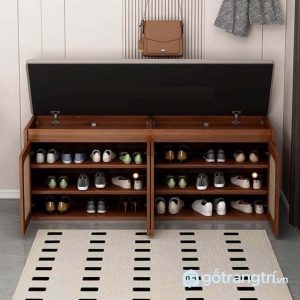3 ghế băng đựng giày gỗ màu óc chó