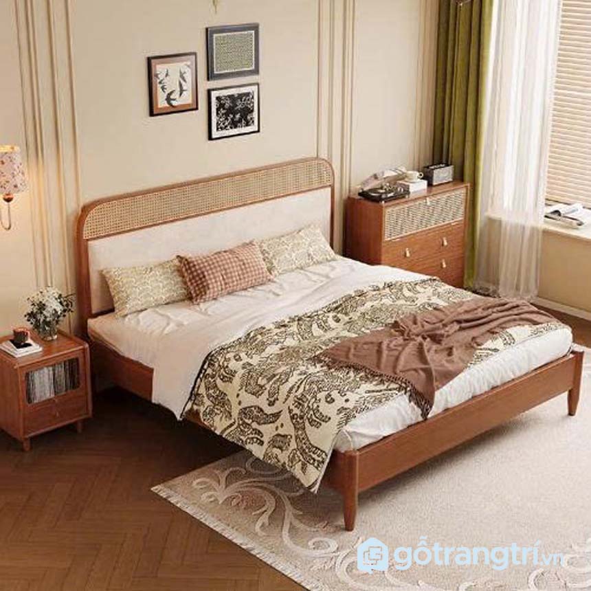 Giường gỗ hiện đại chân cao