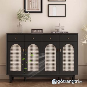 3 tủ giày gỗ cánh nan mây