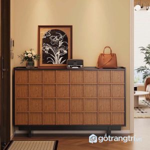 3 tủ giày gỗ màu óc chó nan mây