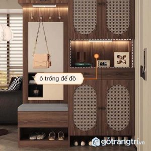 3 tủ giày gỗ mây đan hiện đại