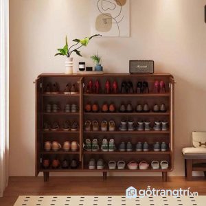 3 tủ giày nan mây gỗ màu óc chó