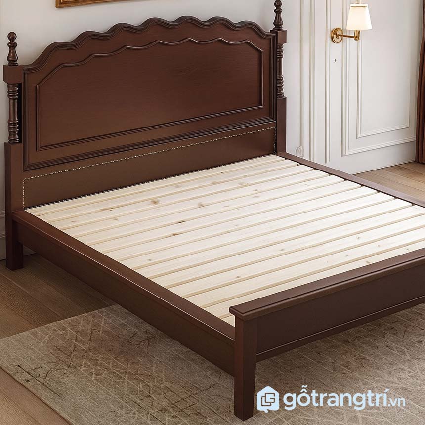 Giường ngủ gỗ tự nhiên tân cổ điển GHS-9386