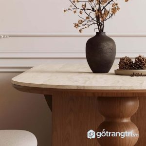 4 bàn ăn gỗ chân trụ tròn nghệ thuật
