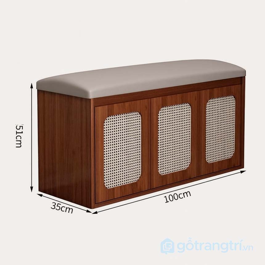 Ghế băng đựng giày gỗ màu óc chó GHS-5297