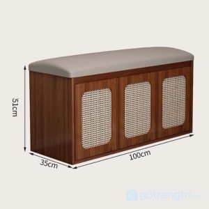4 ghế băng đựng giày gỗ màu óc chó