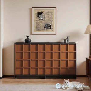 4 tủ giày gỗ màu óc chó nan mây