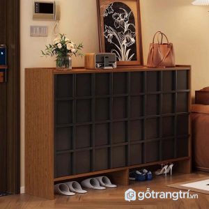 5 tủ giày gỗ màu óc chó nan mây