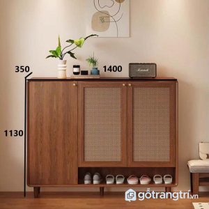 5 tủ giày nan mây gỗ màu óc chó